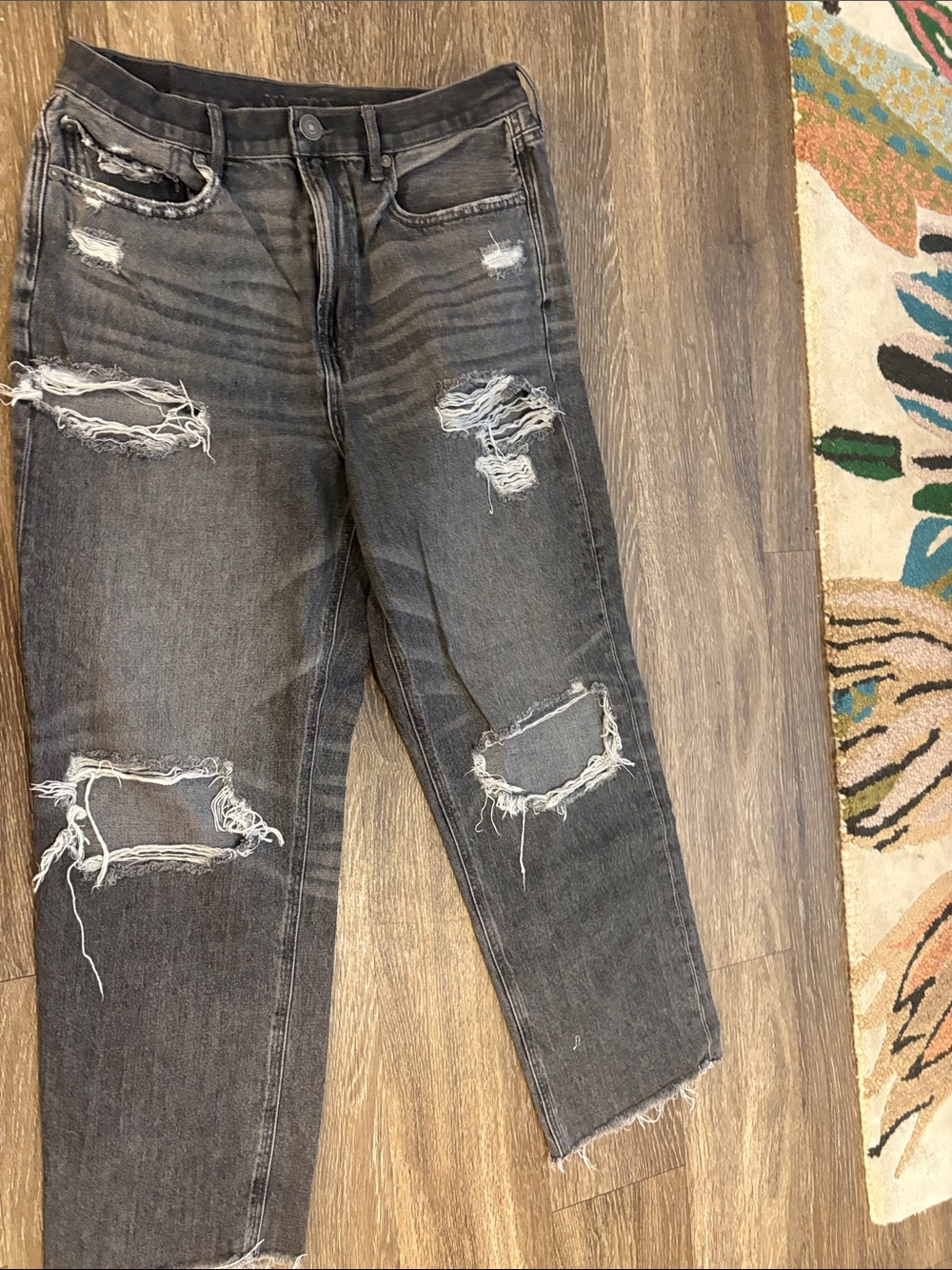 American Eagle Outfitters Black Gray Distressed Boyfriend Jeans